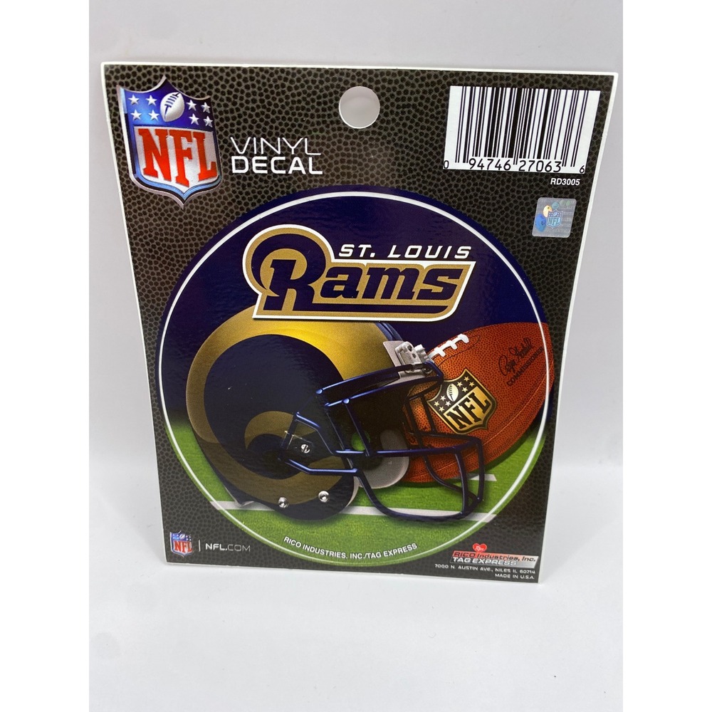 St Louis Rams NFL Vinyl Decal Rico Industries Football Helmet Fan‎ Gear LIcensed